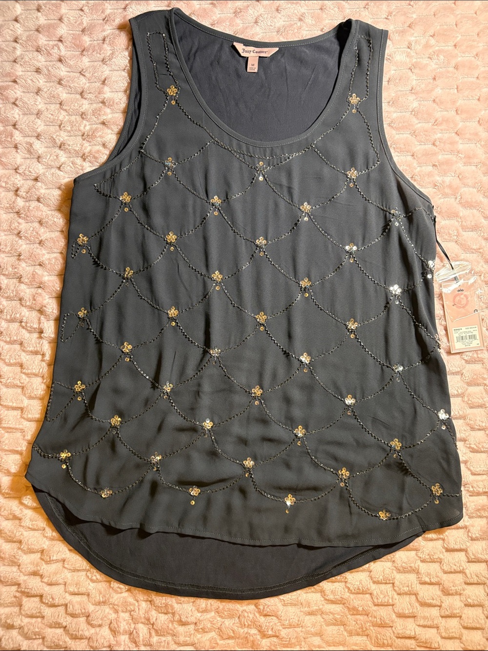 NWT Juicy Couture Black Embellished Sleeveless Tank Top
